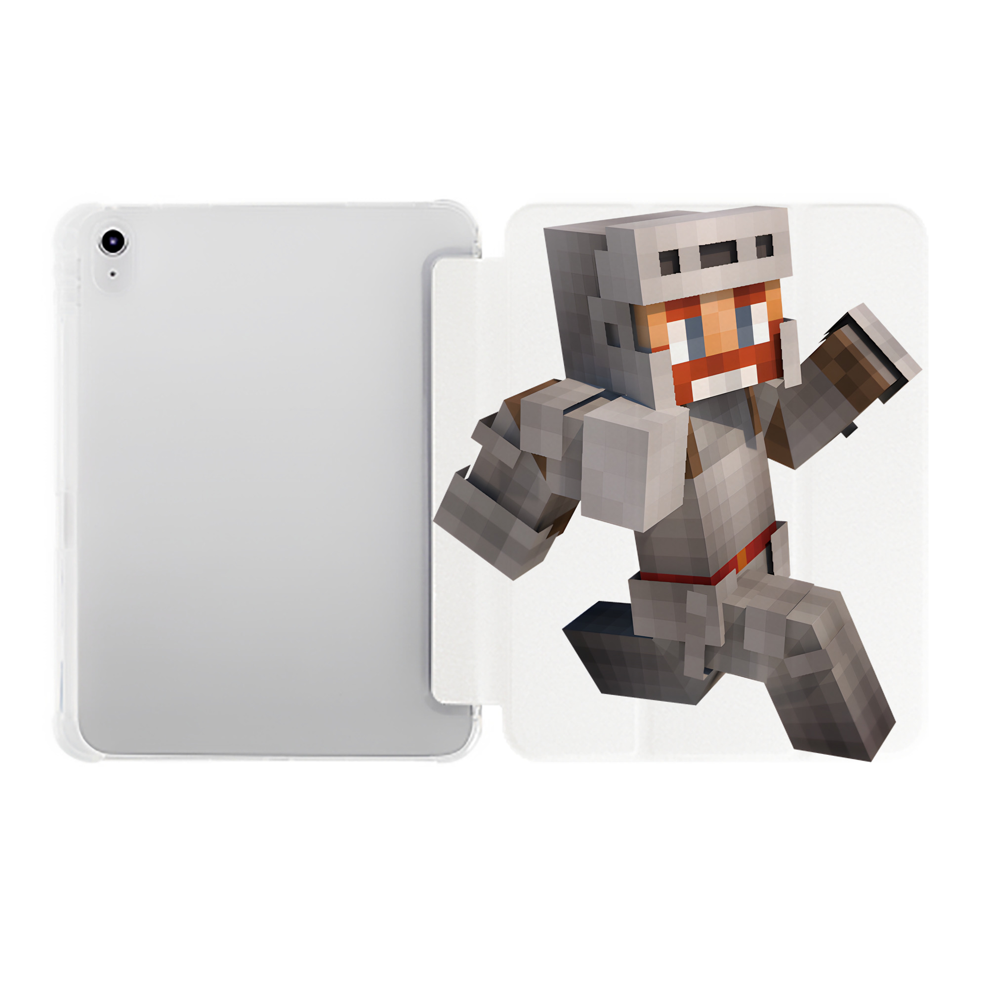 （画像用） マインクラフト ブロックの世界 Minecraft MC Block world IPad ケース ペン収納付き 三つ折りスタンド PUレザー×シリコン 対応機種9.5/10.5/10.9インチ